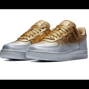 Nike Air Force 1 Low Silver and Gold